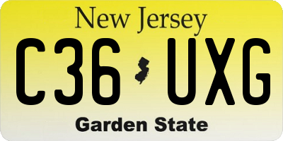 NJ license plate C36UXG