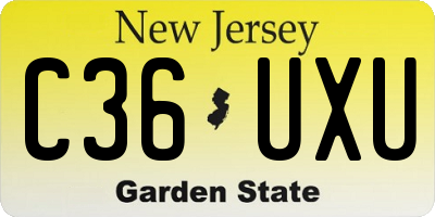 NJ license plate C36UXU