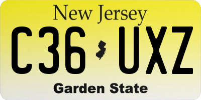 NJ license plate C36UXZ