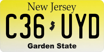 NJ license plate C36UYD