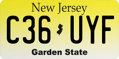 NJ license plate C36UYF