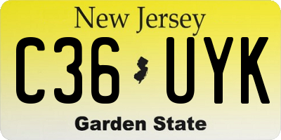 NJ license plate C36UYK