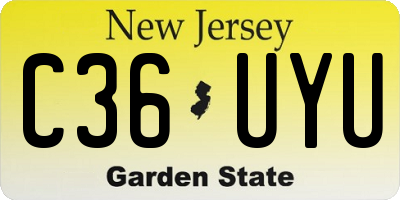NJ license plate C36UYU