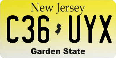 NJ license plate C36UYX