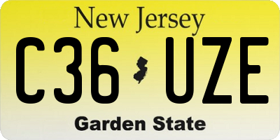NJ license plate C36UZE