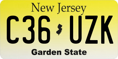NJ license plate C36UZK
