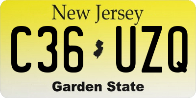 NJ license plate C36UZQ