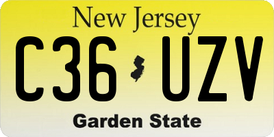 NJ license plate C36UZV
