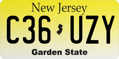 NJ license plate C36UZY
