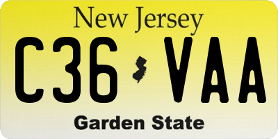 NJ license plate C36VAA
