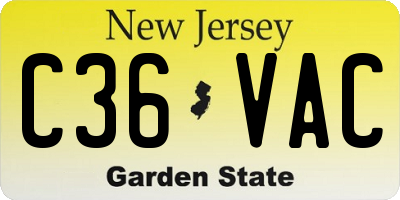 NJ license plate C36VAC