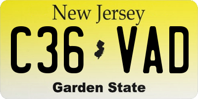 NJ license plate C36VAD