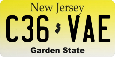 NJ license plate C36VAE