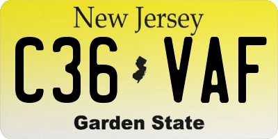 NJ license plate C36VAF