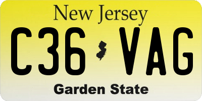 NJ license plate C36VAG