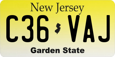 NJ license plate C36VAJ