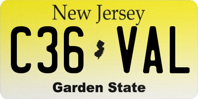 NJ license plate C36VAL