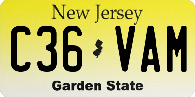 NJ license plate C36VAM