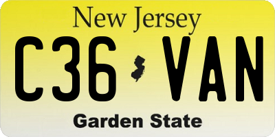 NJ license plate C36VAN