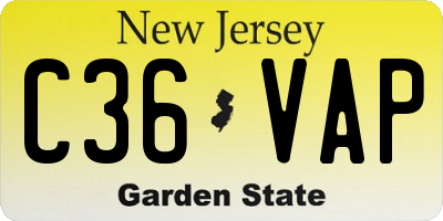NJ license plate C36VAP