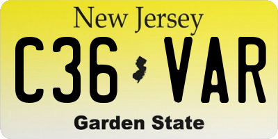 NJ license plate C36VAR