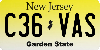 NJ license plate C36VAS