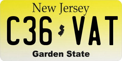NJ license plate C36VAT