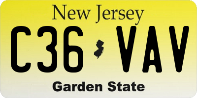 NJ license plate C36VAV