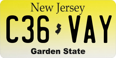 NJ license plate C36VAY