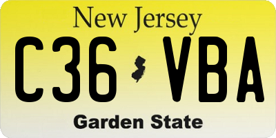 NJ license plate C36VBA
