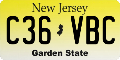 NJ license plate C36VBC