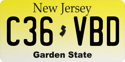 NJ license plate C36VBD