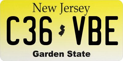 NJ license plate C36VBE