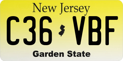 NJ license plate C36VBF