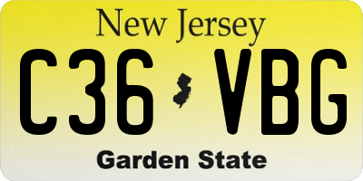 NJ license plate C36VBG