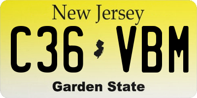 NJ license plate C36VBM