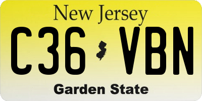 NJ license plate C36VBN