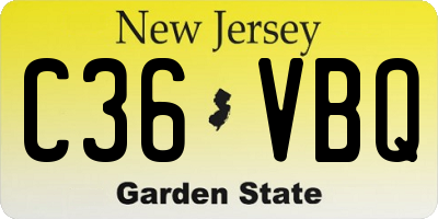 NJ license plate C36VBQ