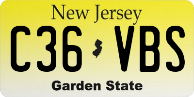 NJ license plate C36VBS