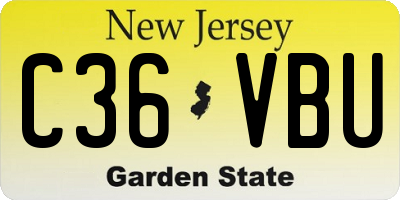 NJ license plate C36VBU