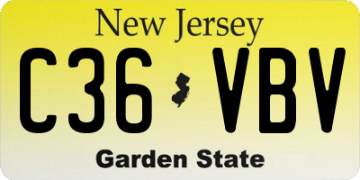 NJ license plate C36VBV