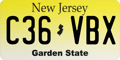 NJ license plate C36VBX