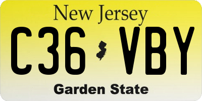 NJ license plate C36VBY