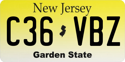 NJ license plate C36VBZ