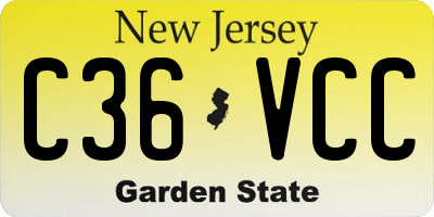NJ license plate C36VCC
