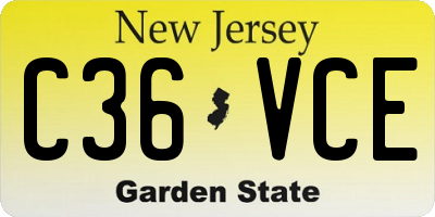 NJ license plate C36VCE