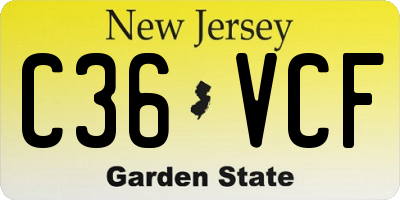 NJ license plate C36VCF