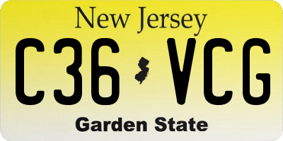 NJ license plate C36VCG