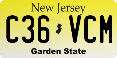 NJ license plate C36VCM