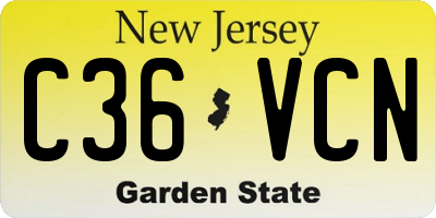 NJ license plate C36VCN